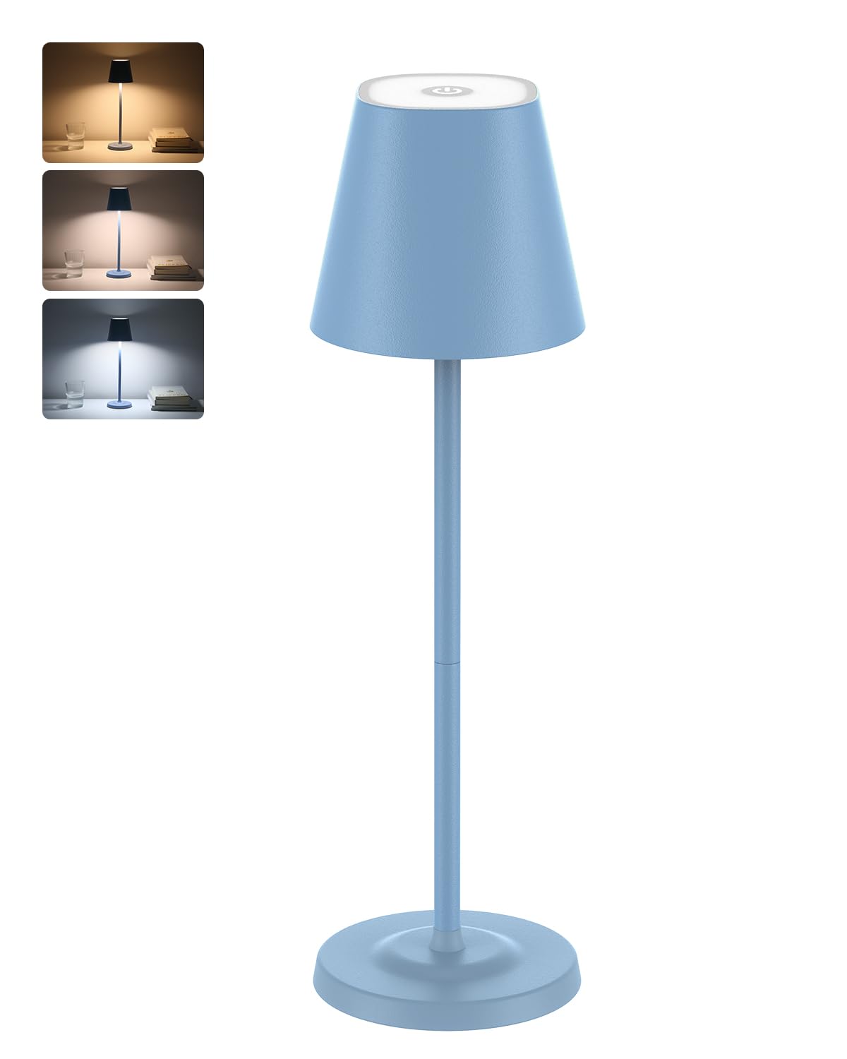 GOODEA Cordless Table Lamp 6000mAh Rechargeable 3 Color Dimmable White