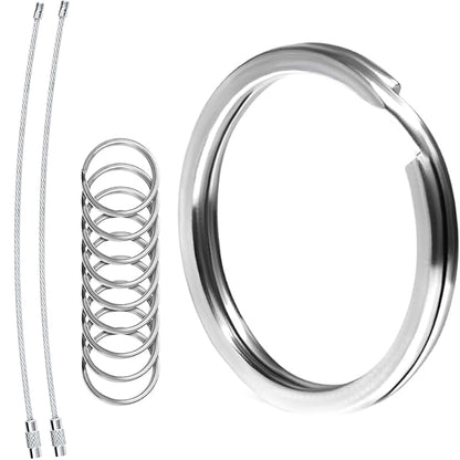 Biyrly Stainless Steel Round Keyrings 12 Pack Silver 28mm Flat Split Rings