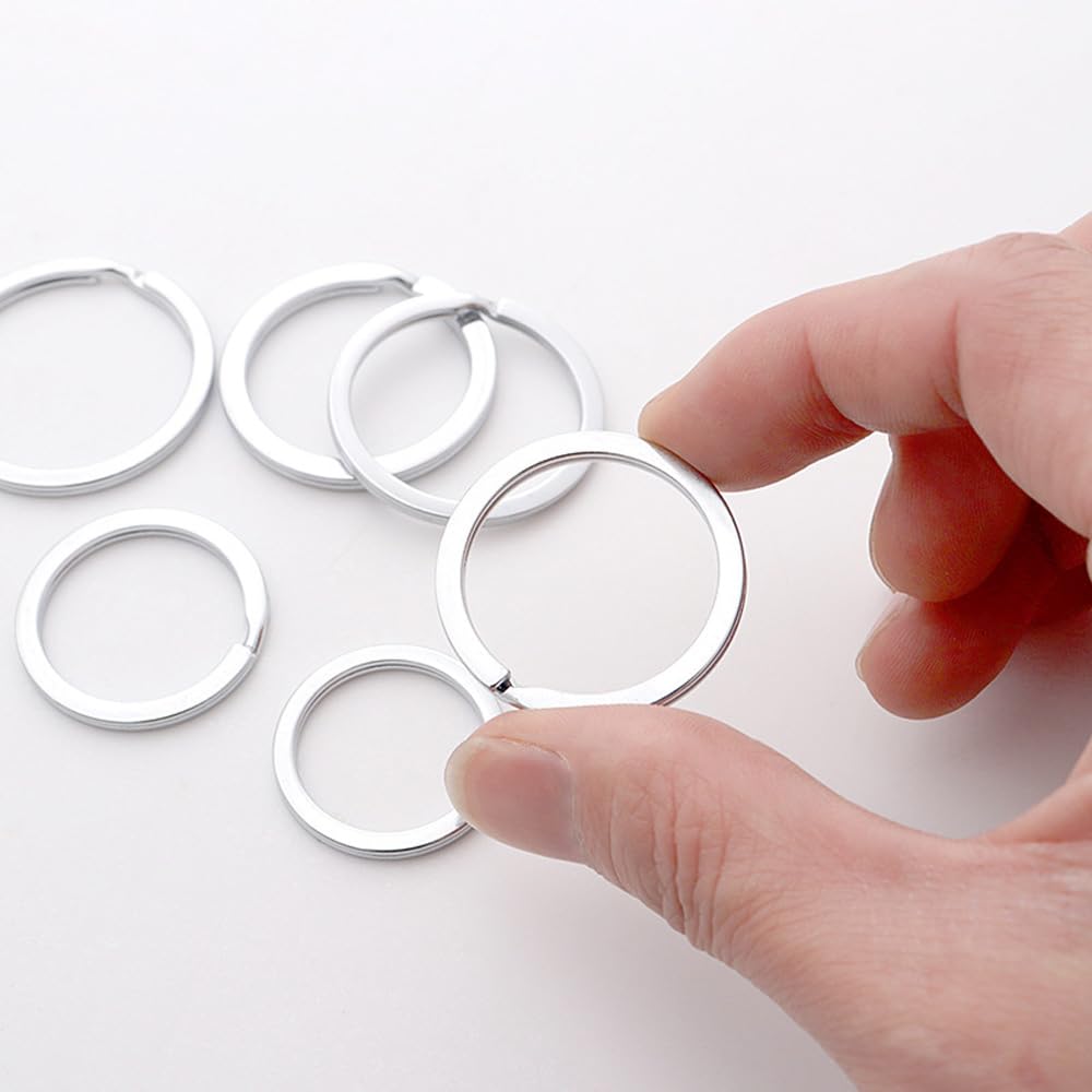 Biyrly Stainless Steel Round Keyrings 1.5-25mm Silver 10 Pack