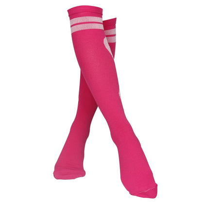 Subesty 2 Pairs Breast Cancer Awareness Compression Socks Pink Ribbon Size S/M