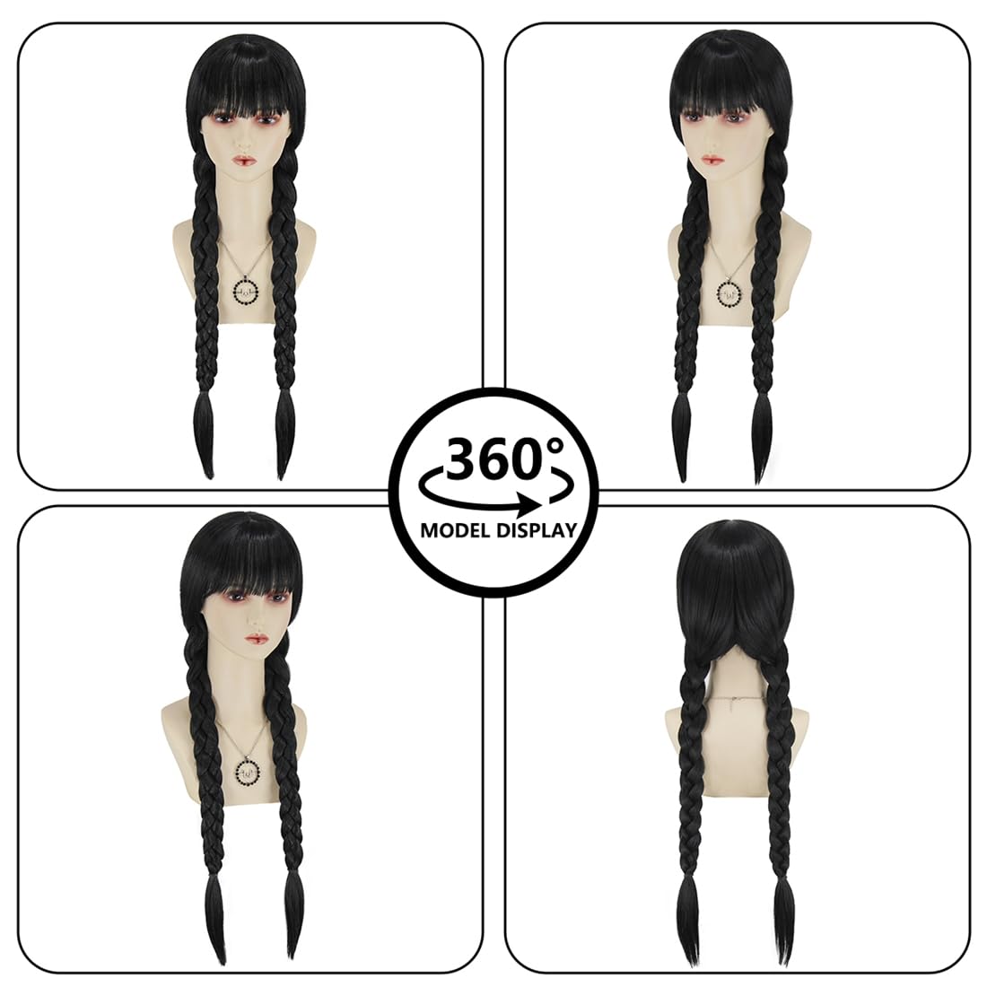 Ccfurwo Braided Black Wig Gothic Costume Women Cute Soft Black CC050BK
