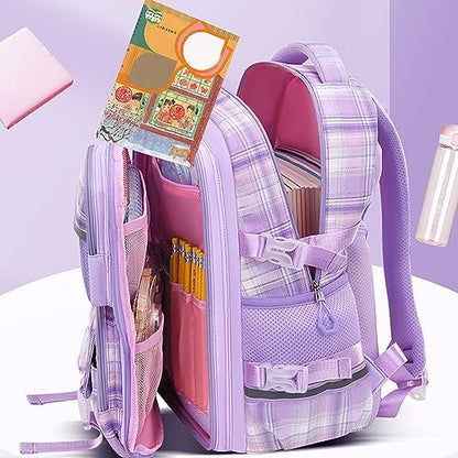 KEBEIXUAN Backpack Set 3PCS School Lunch Box Pencil Case Pink 11.81x7.87x17.32
