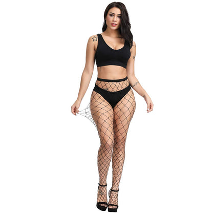 DUCMODA Womens High Waist Fishnet Tights Sheer Pantyhose Black One Size