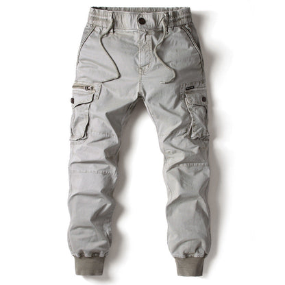 Solid Color Skinny Multi-pocket Men's Work Pants