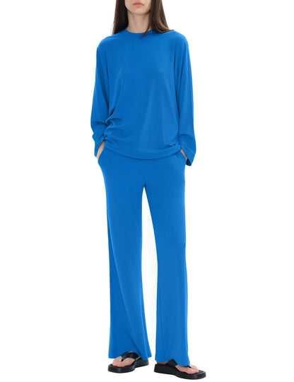 C202 Women's Two Piece Tracksuit Sweatsuit Neon Blue Rayon Blend Size S