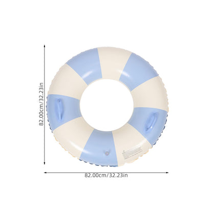 Garneck Inflatable Swimming Ring 32.3'' Retro Striped Blue PVC Adult Float