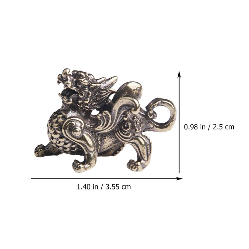 FAVOMOTO Retro Car Keychain Set 4Pcs Golden Brass Feng Shui Dragon Shape