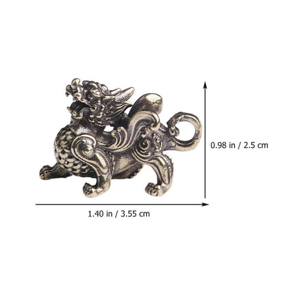FAVOMOTO Retro Car Keychain Set 4Pcs Golden Brass Feng Shui Dragon Shape