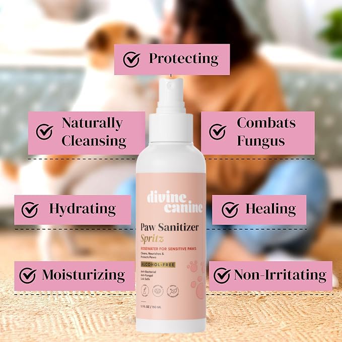 Dog Paw Cleaner Spray 5.1oz Alcohol Free Rosewater Aloe Copaiba Lemongrass USA
