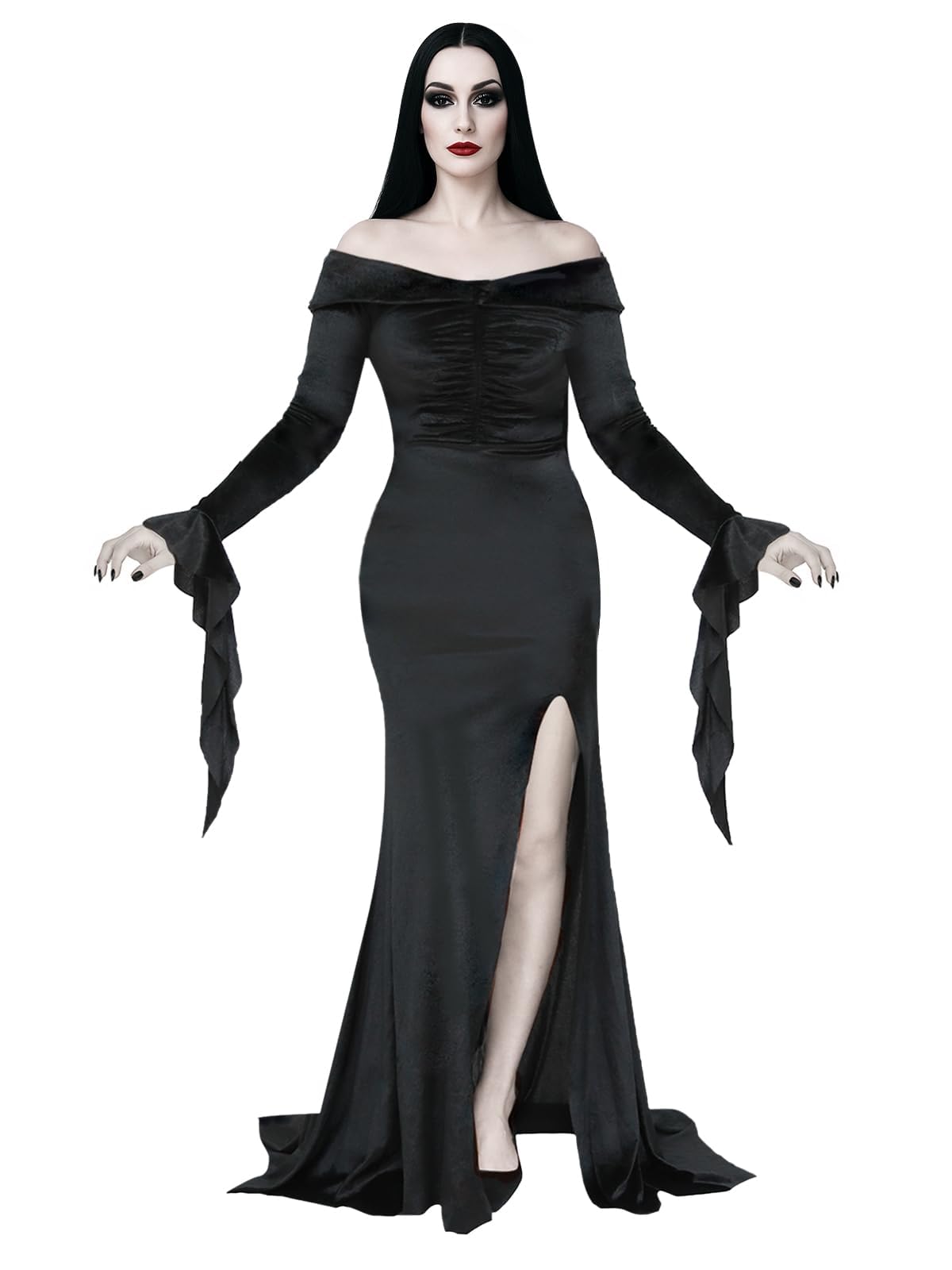 ROC PARTY Womens Gothic Floor Length Off Shoulder Dress Black Size S