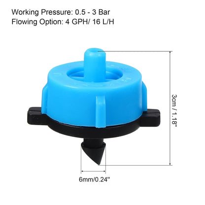 Nyassa 50Pcs Drip Irrigation Emitters 4/7 Inch 4 GPH Pressure Compensated