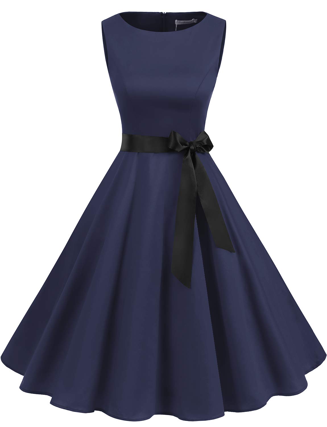 Gardenwed Womens Vintage Swing Dress Sleeveless Boatneck Cocktail Royal Blue XL
