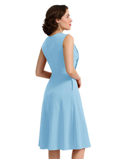 Bbonlinedress Womens Vintage Cocktail Dress Sleeveless A-line Midi Blue Size S
