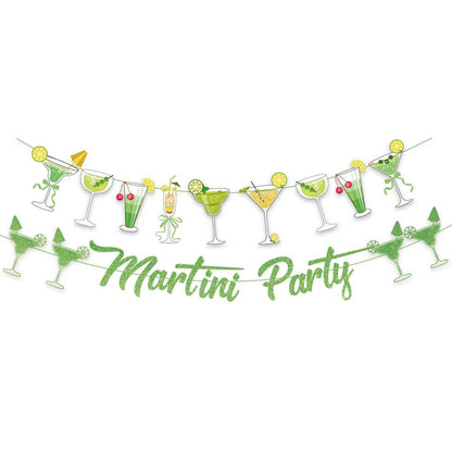 NOFEZA Martini Party Banner Green Mojito Martini Garland Art Deco