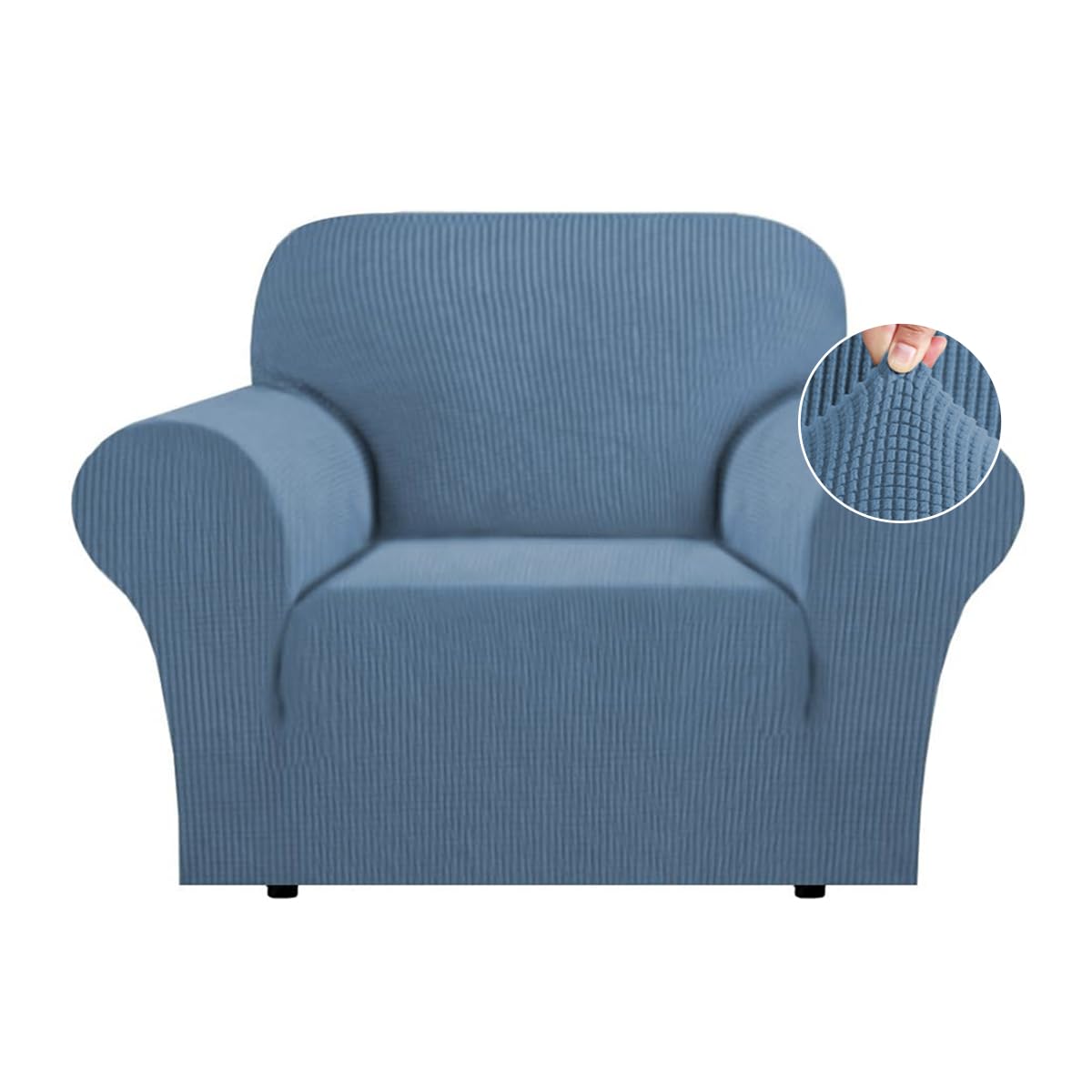 Flamingo P High Stretch Sofa Slipcover Armchair Cover Dusty Blue Size Small