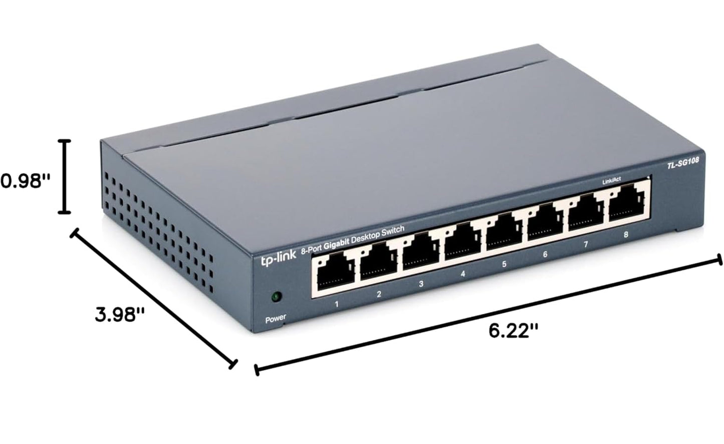 TP-Link TL-SG108 8 Port Gigabit Ethernet Network Switch Metal Black Fanless