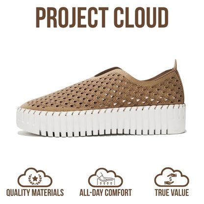 Project Cloud Loafers Lightweight Slip-On Non Slip Sneakers Beige Size 5.5