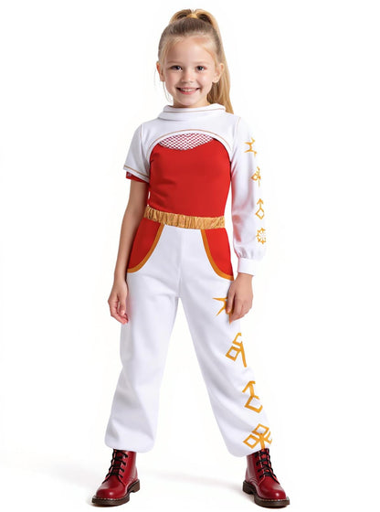 FENFATUO Kids Zombie Girls Halloween Costume 3PCS Mesh Top Pants Coat Size 7-8