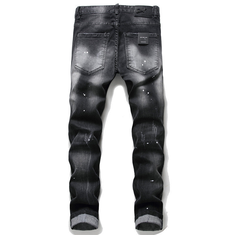 European American Broken Paint Slim Fit Patch Jeans