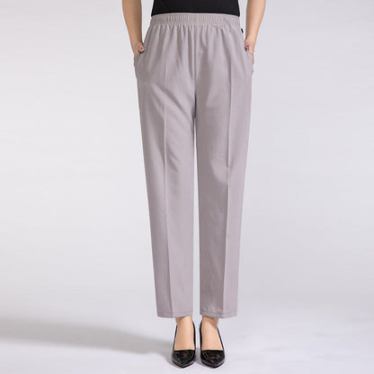 Plus Size Ice Silk Cropped Pants