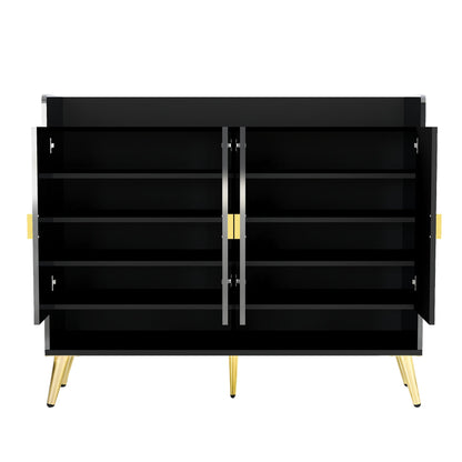 U-Can shoe cabinet with door, 11 layers with adjustable shelves, modern wooden shoe cabinet (PVC surface)