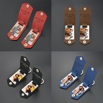 Blank heat transfer leather detachable keychain laser multifunctional DIY leather keychain leather overprint photo