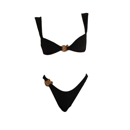 European and American metal buckle sexy swimsuit women's beach bikini hot spring swimsuit