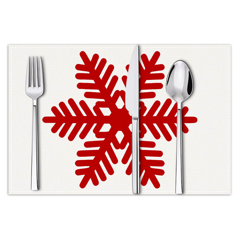Christmas snowflake print placemat Christmas party decoration table mat living room dining table insulation mat