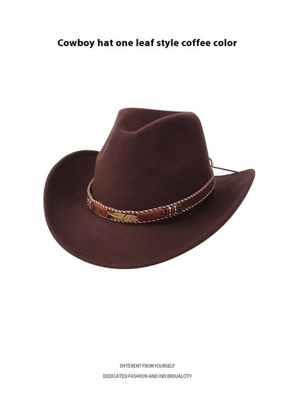 European And American Style Woolen Cowboy Hat Men's Lady Couple Ethnic Style Curling