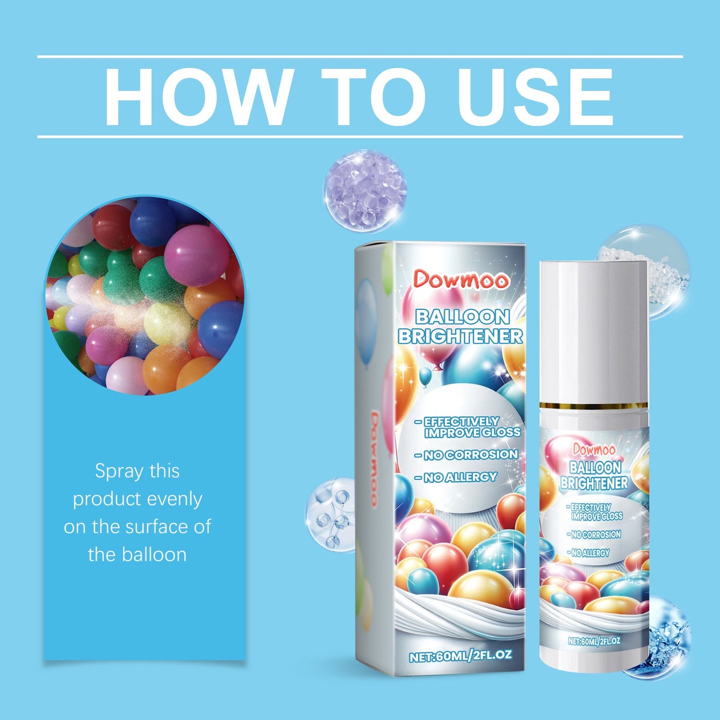 Balloon Decoration Brightener Spray, Balloon Surface Texture Gloss Anti-Oxidation Lasting Shine Spray
