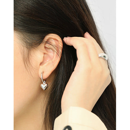 Simple temperament love heart-shaped pendant earrings women's versatile earrings