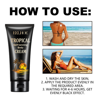 Tropical Self-Tanning Body Cream, Natural Wheatskin Moisturizing And Moisturizing Cream For Tanning And Tanning