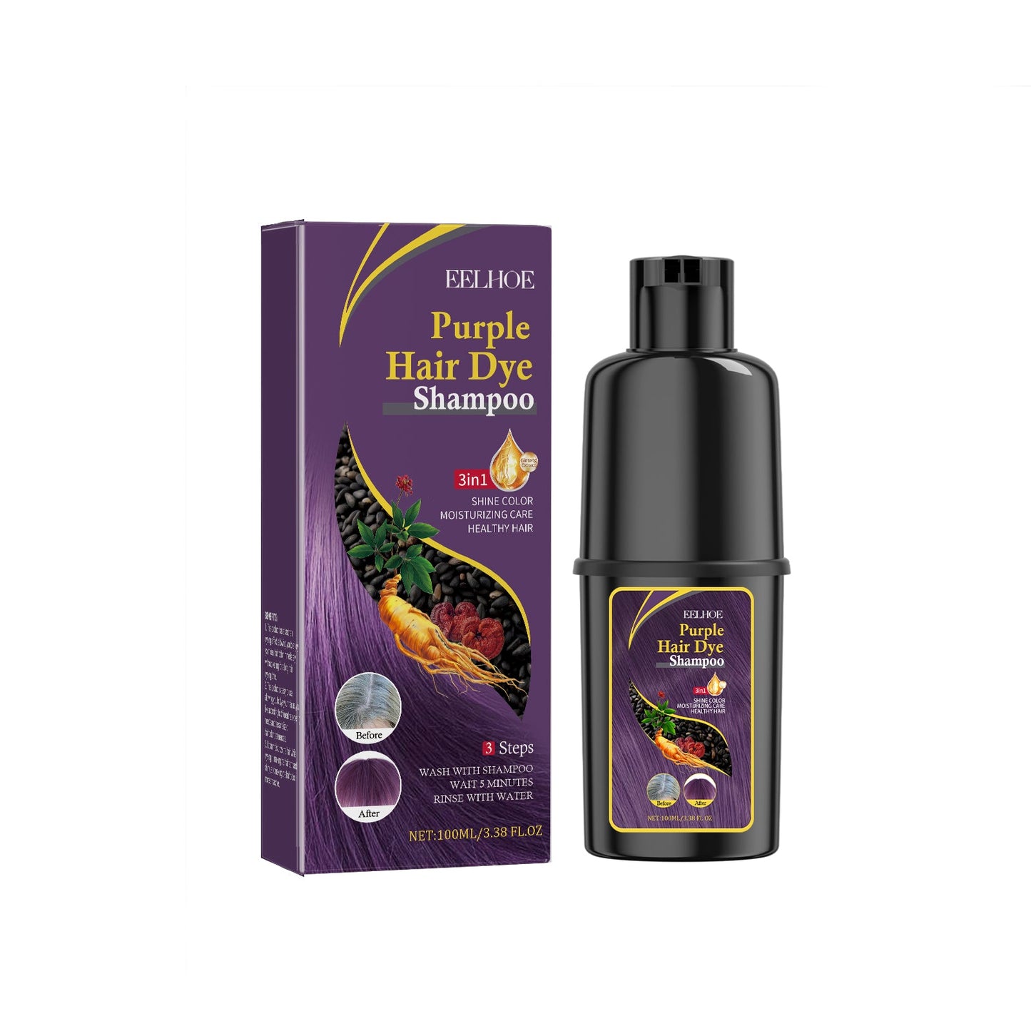 Black Hair Shampoo Series, Gentle, Non-Irritating And Moisturizing Scalp Easily Changing Color Hair Shampoo