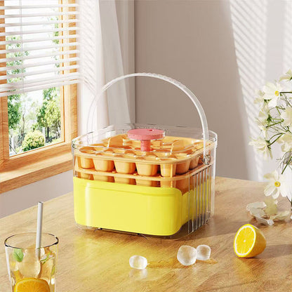 50-grid ice maker with new large capacity - household food-grade plastic double-layer ice storage barrel & ice ball mold set