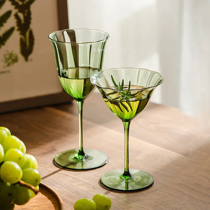 Vintage Green Red Wine Cup Glass Goblet Champagne Cup Cocktail Martini Glass  Home Drinking Utensils Crystal Cup
