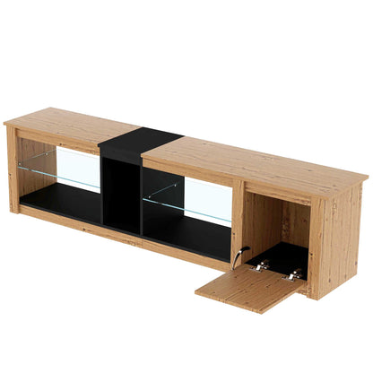 ModernTV stand suitable for TVs under 80 inches, media console with multifunctional storage, and LED lights