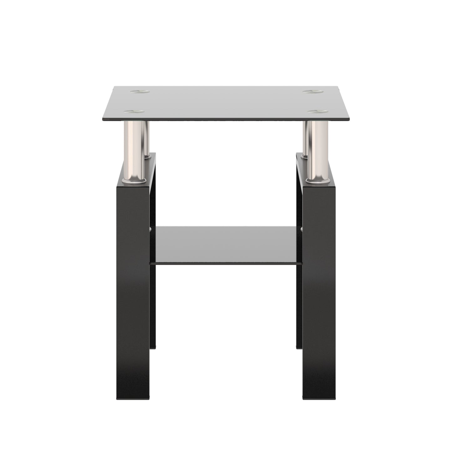 1-Piece Modern Tempered Glass Tea Table Coffee Table End Table, Square Table for Living Room, Black
