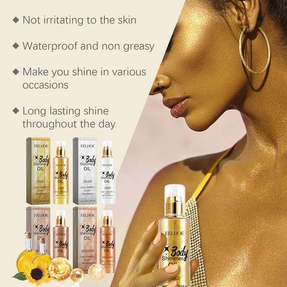 Body Glitter Oil Liquid Glitter Highlight Oil Full Body Beach Sexy Glow Oil