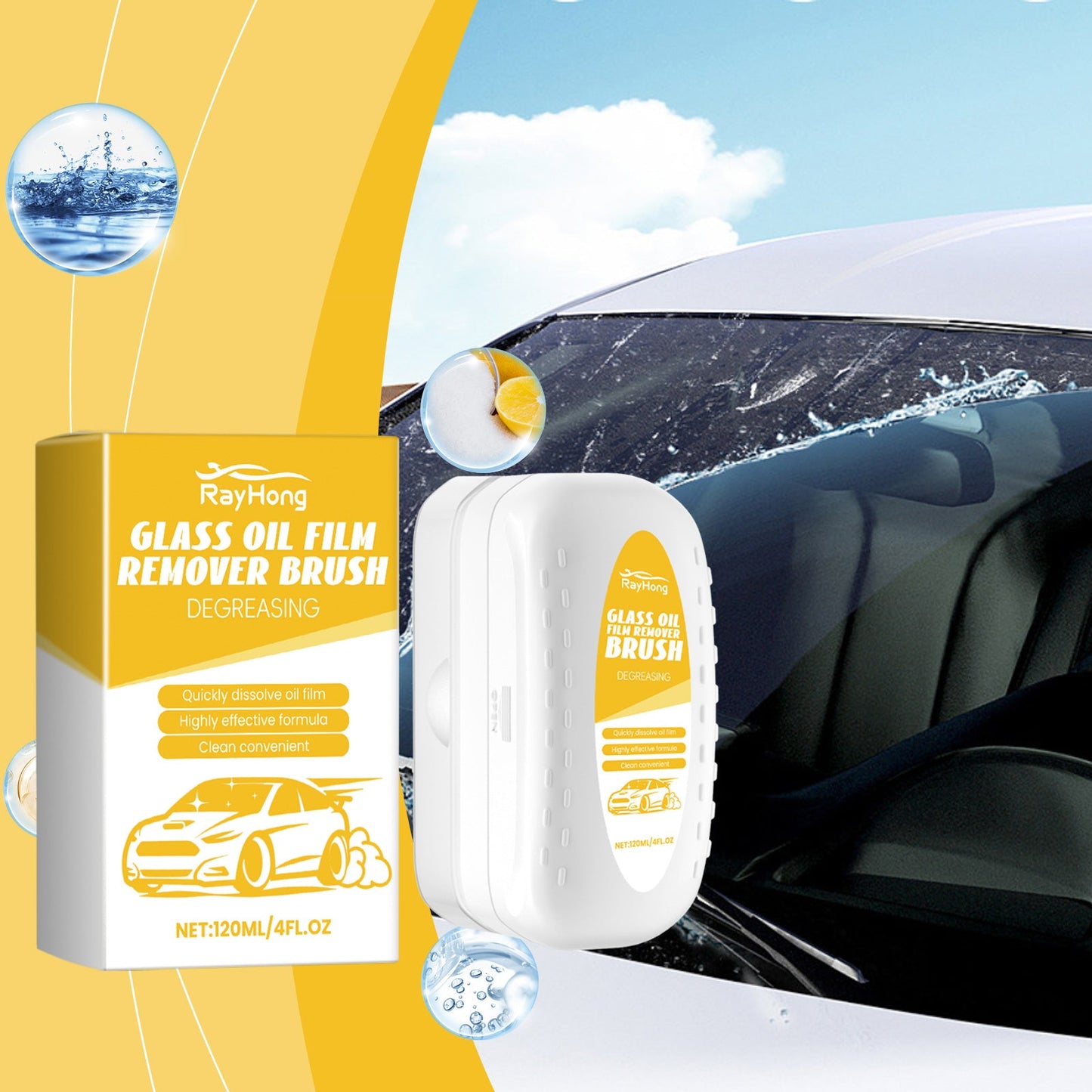 Car Glass Cleaning Brush, Car Window Glass Cleaning Stains Oil Stains Waterproof Rain Cleaning Brush