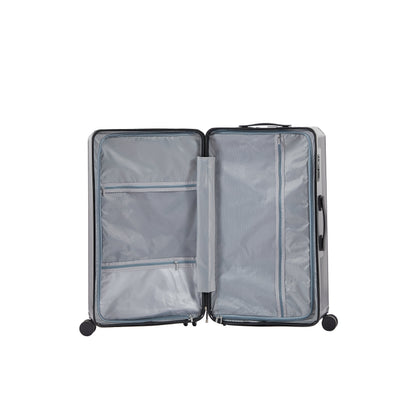 Luggage Set 4 pcs (20"/24"/29"/Travel Bag), PC+ABS Durable Lightweight Luggage with Collapsible Cup Holder, TSA Lock, Gray