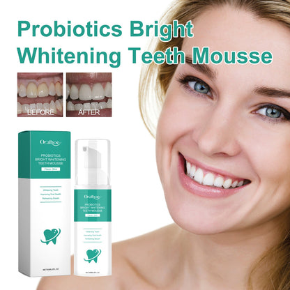 Probiotics Bright Whitening Teeth Mousse, Clean Mouth Odor Tartar Very Well To Protect The Gum Beautiful White Teeth
