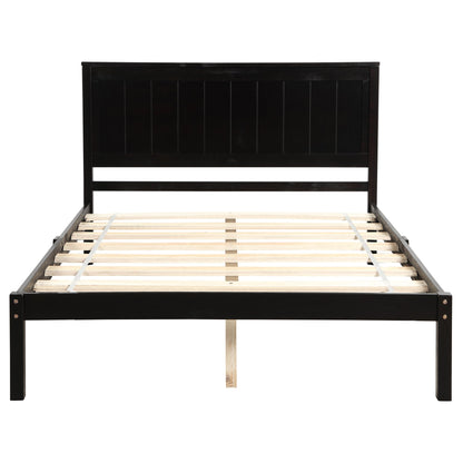 Platform Bed Frame with Headboard, Wood Slat Support, No Box Spring Needed  Full Espresso