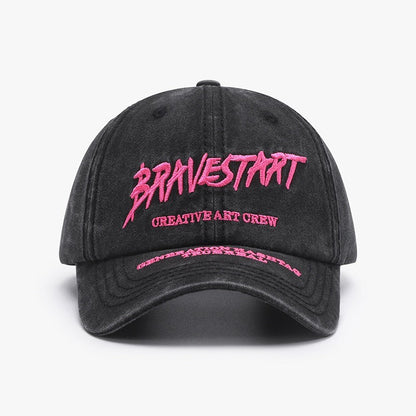 Fashionable Outdoor Versatile Curved Brim Letter Embroidery Men's Flat Tongue Hat Show Face Small Washed Women's Simple Baseball Hat Fashion