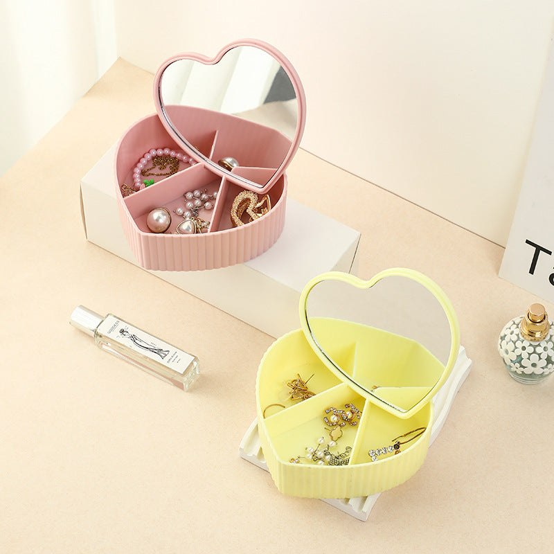 High-end luxury desktop large capacity compartment jewelry storage box with mirror