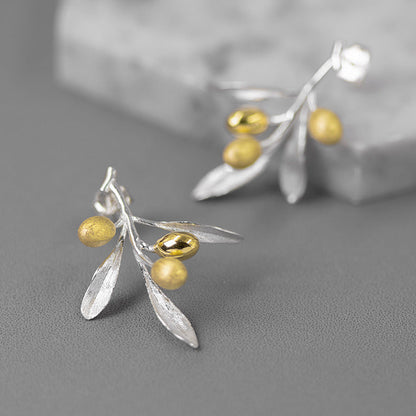 Love's Taste Silver Olive Branch Studs