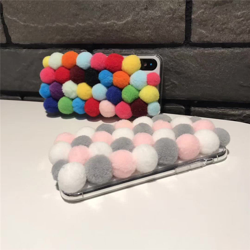 Compatible with Apple, Compatible with Apple , New iPhoneX wave point iPhone78/8 plus wool ball protection sleeve 6/6plus female tide warm