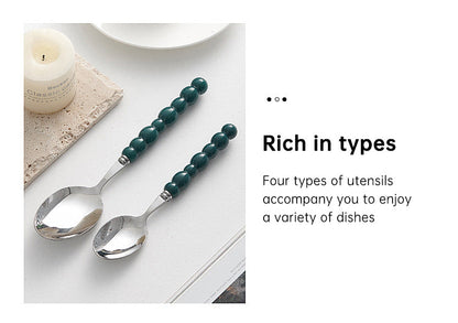 Set of 4 Stainless Steel price Creative Stainless Steel Colorful Pearl Handle Spoon Fork Knife High End Cutlery Set
