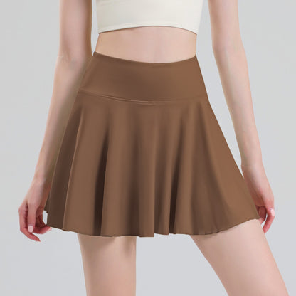 Tennis skirt women's yoga white badminton pleated skirt quick drying anti glare half skirt