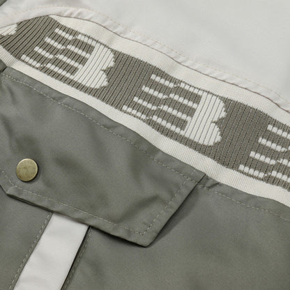 European And American Color Contrast Patchwork Workwear Stand-up Collar Jacket