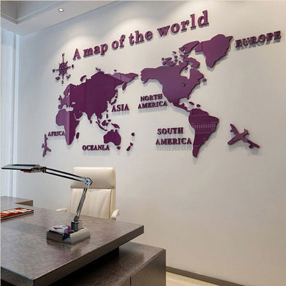 Creative Home Background Wall Stickers Acrylic 3D Wall Stickers Living Room TV Background M70- Map